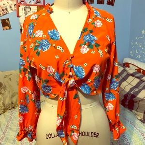 Topshop Floral Crop Top